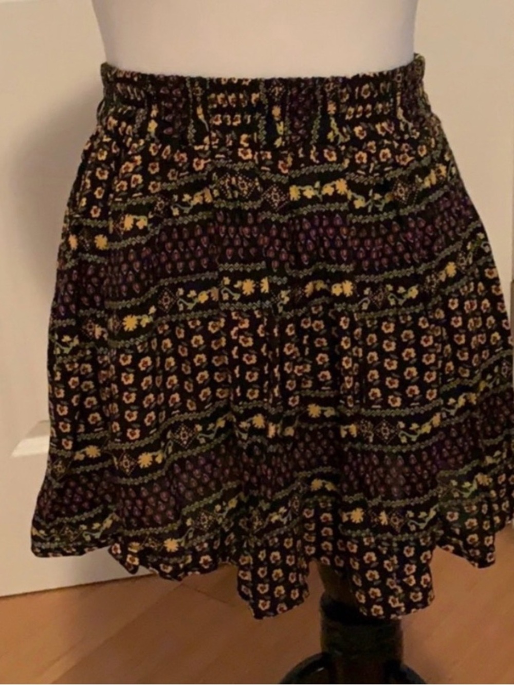 LA Hearts Floral Floral Black Yellow Mini Skirt Pacsun